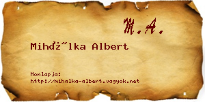 Mihálka Albert névjegykártya